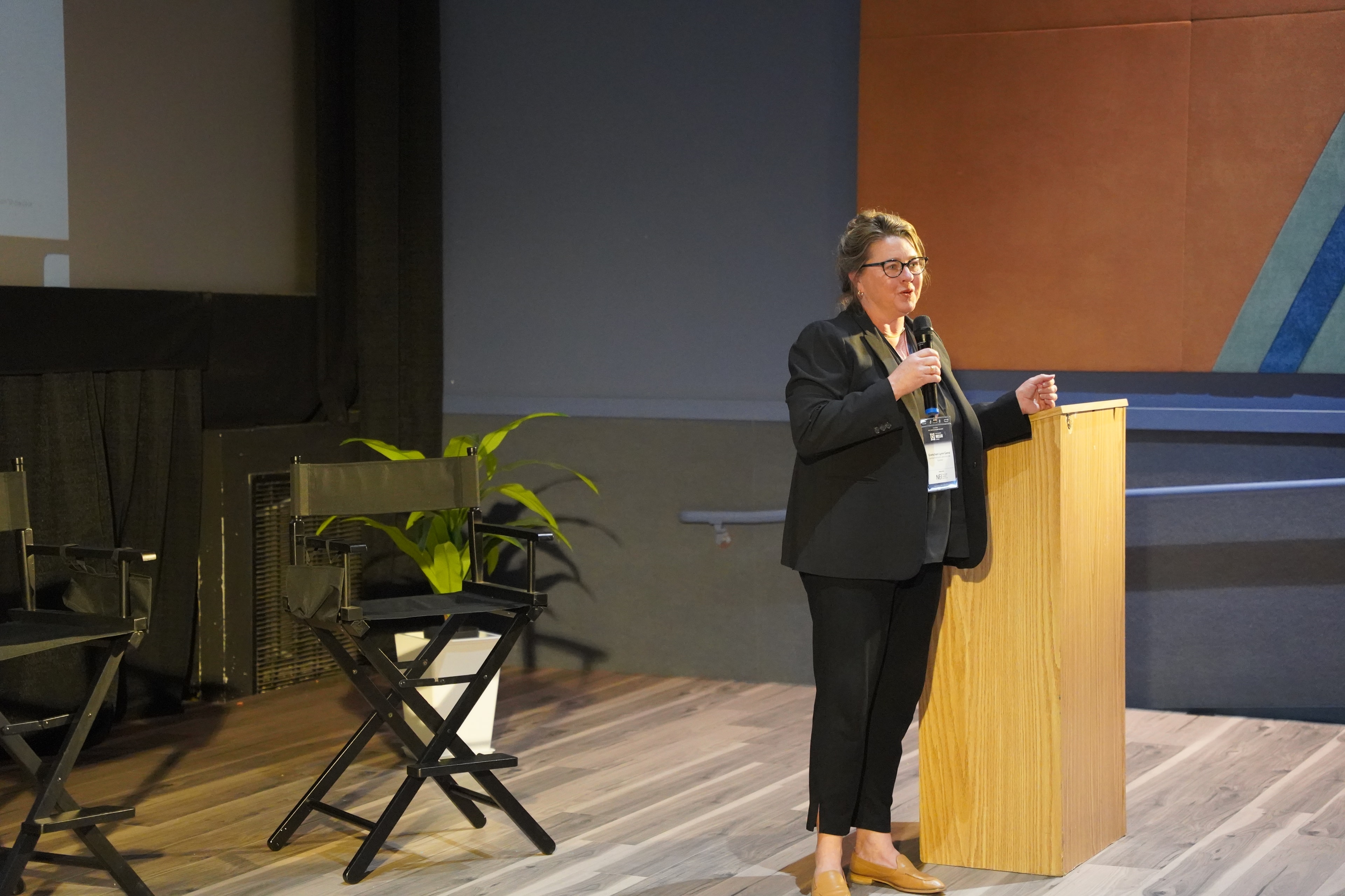Woman speaking at the Los Alamos Nuclear Forum